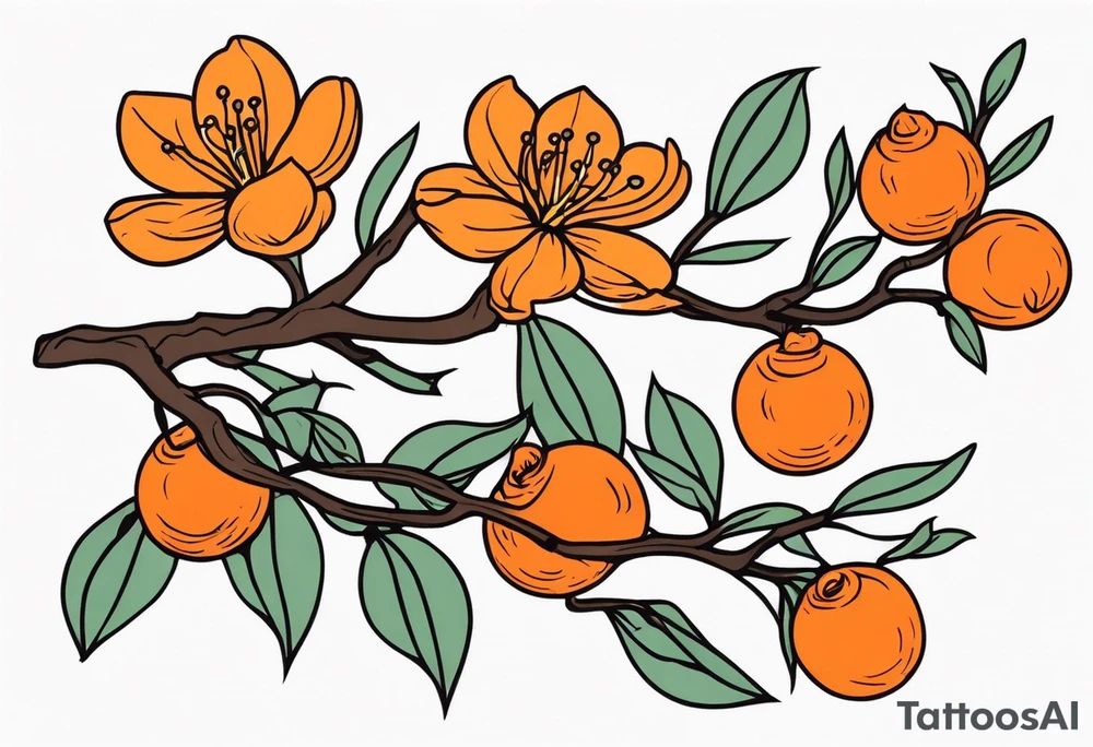 orang blossom branches tattoo idea