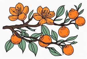 orang blossom branches tattoo idea