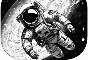 Astronaut floating in space without a helmet tattoo idea