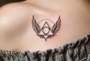 A triquetra surrounded by angelic feathers, symbolizing divine protection and purity. tattoo idea