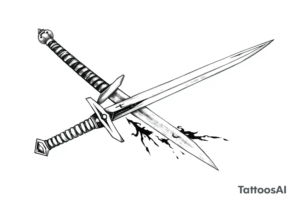 generate one sword and make the tip of the edge kind of pushed in, then purtude back out at the tippy top tattoo idea