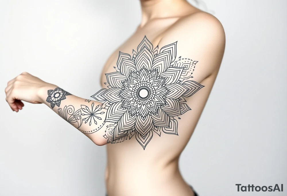 bold line shaman style mandala tattoo idea