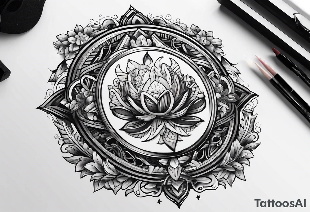 Circle tattoo inside oscar written tattoo idea