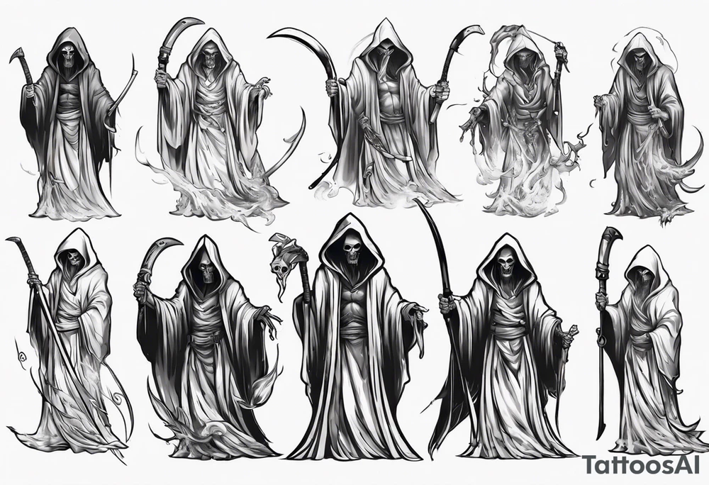 asian grim reaper cloak tattoo idea