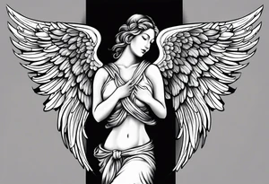 Rest in peace mom cross with angel wings tattoo idea