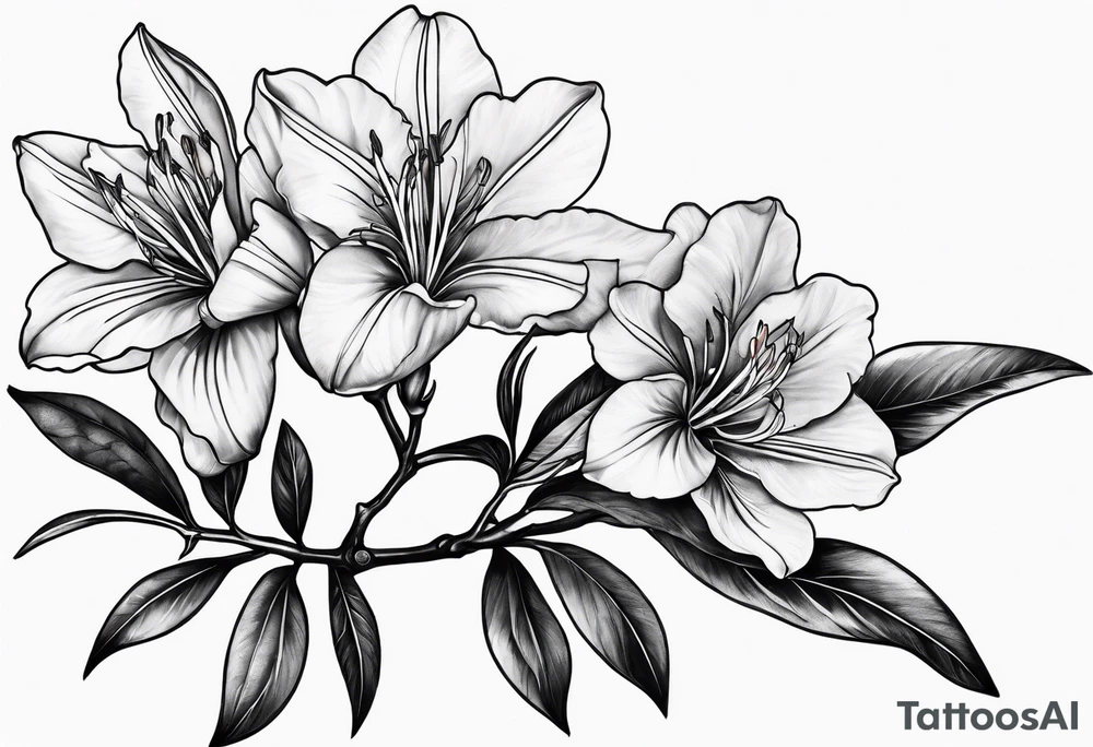 5-petal azaleas along a long branch tattoo idea