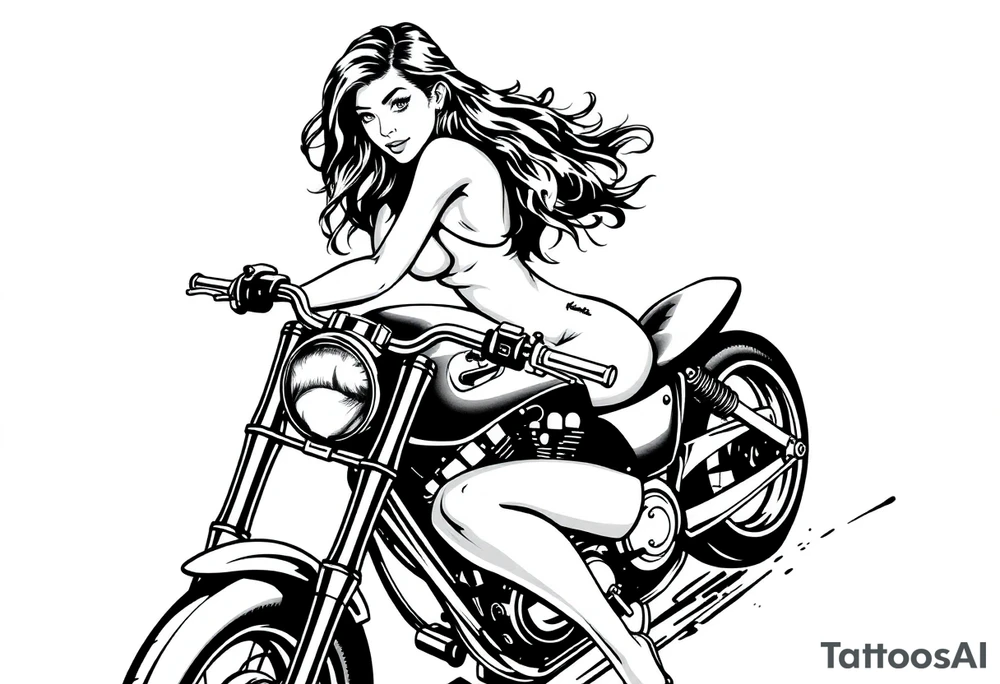 naked girl on motorcycle, slut tattoo idea