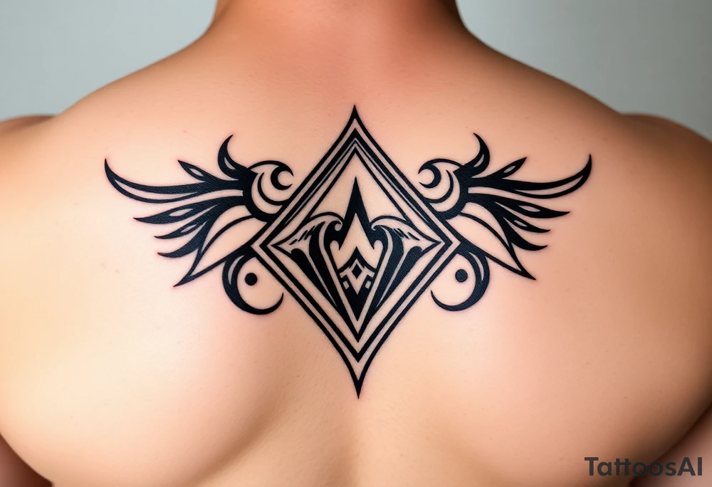 A sharp edged powerful wave with  inside of a elongated diamond tattoo idea