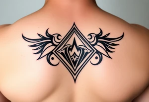 A sharp edged powerful wave with  inside of a elongated diamond tattoo idea