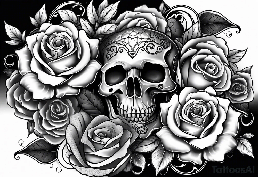 Arm sleeve with skulls alligators and roses tattoo idea