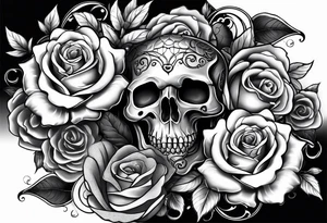 Arm sleeve with skulls alligators and roses tattoo idea