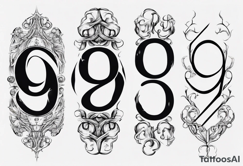 number 9 upside down and right side up connected in the middle. Tall and thin tattoo idea