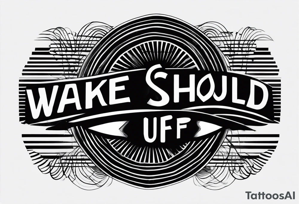 Black stripe approx. 2cm diameter 
Around the wrist 
The words: "Wake up" should be left blank on the top tattoo idea