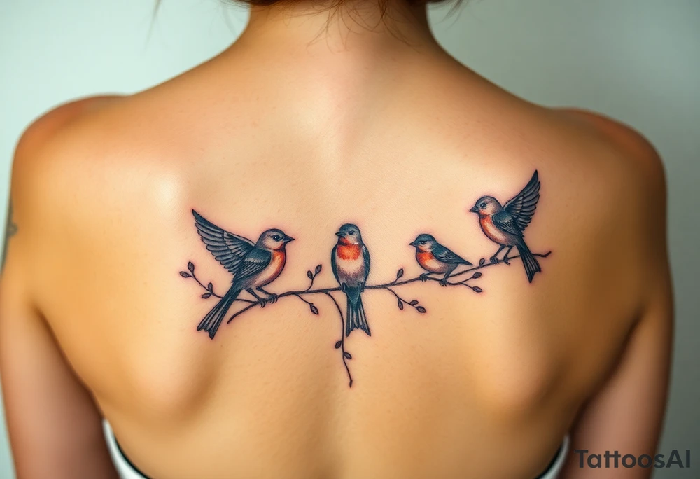 Mom bird and three birds tattoo idea