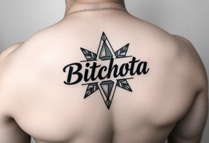 bitchota name in a star with diamonds tattoo idea