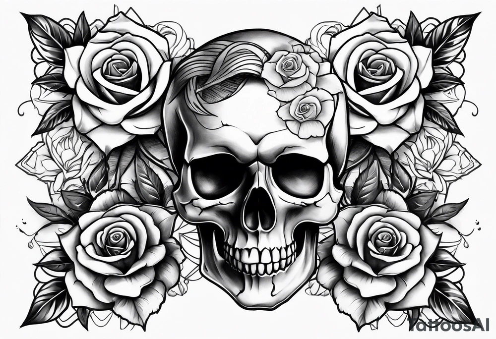 Watch skull roses tattoo idea