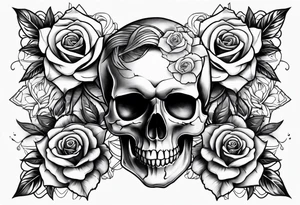 Watch skull roses tattoo idea