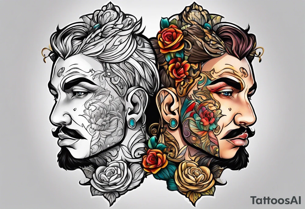 2 faced personality tattoo idea