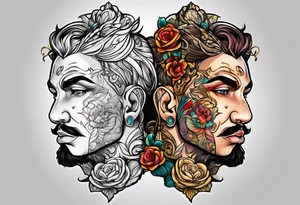 2 faced personality tattoo idea