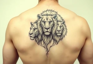 3lions on the front torso large tattoo idea