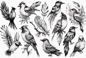 birds and feathers tattoo idea