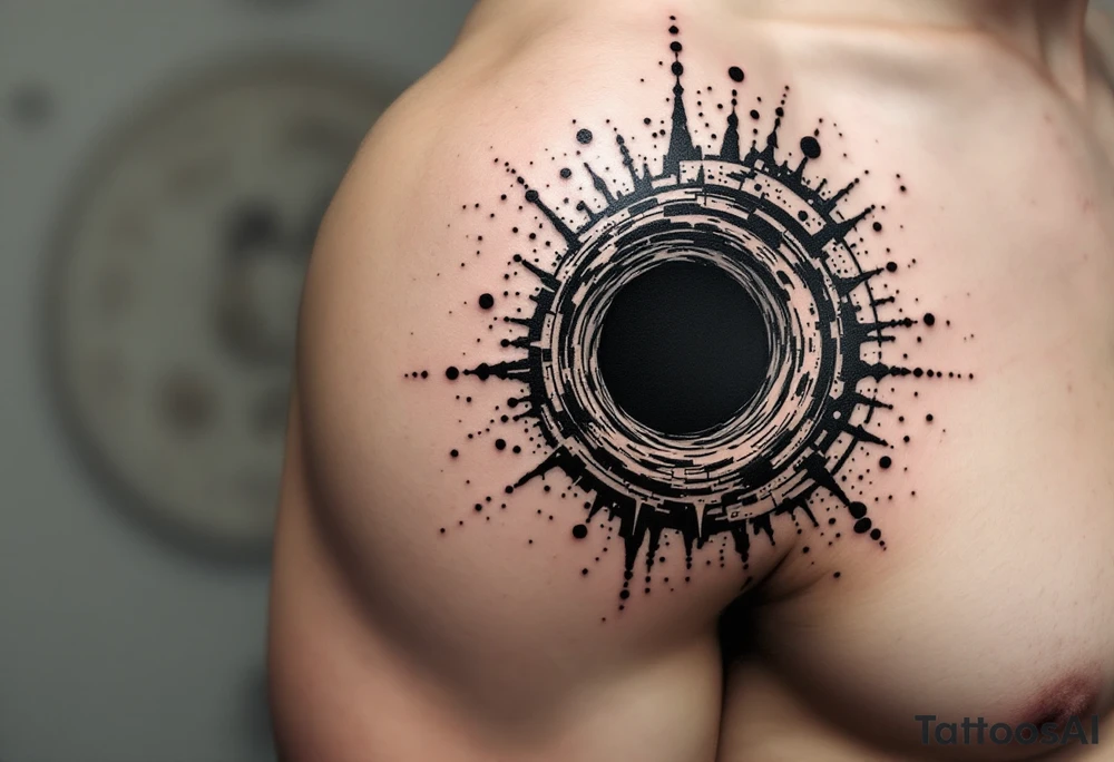 2 different worlds on both sides of a black hole tattoo idea