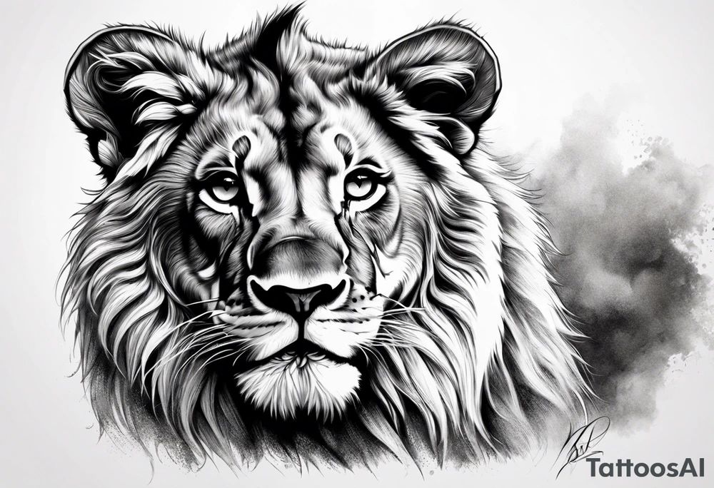Baby lion tattoo idea