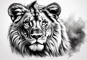 Baby lion tattoo idea