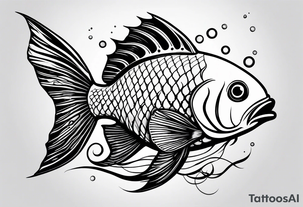 Line work fish tattoo idea