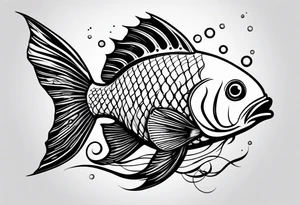 Line work fish tattoo idea