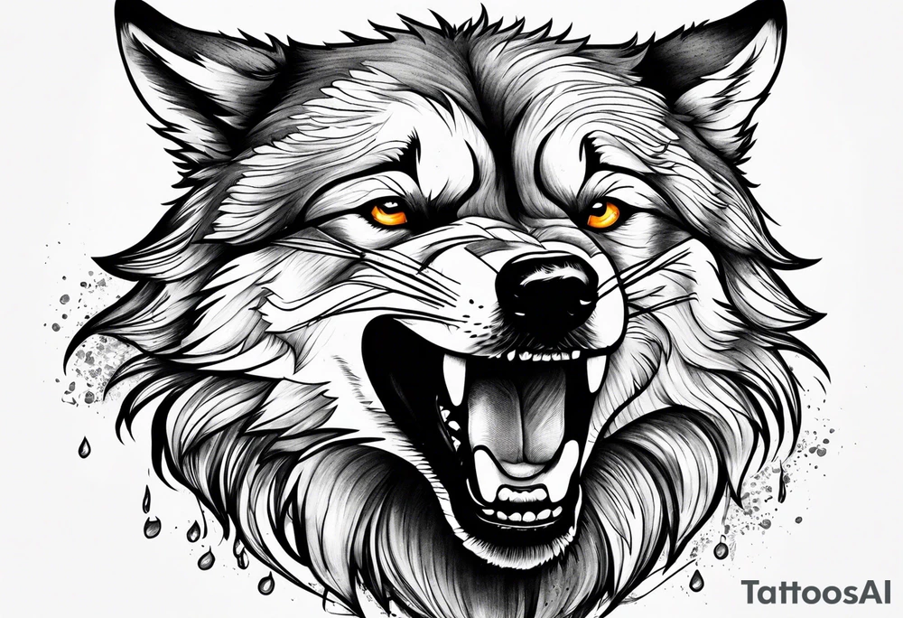 A scared wolf crying tattoo idea