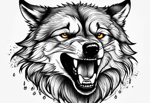 A scared wolf crying tattoo idea