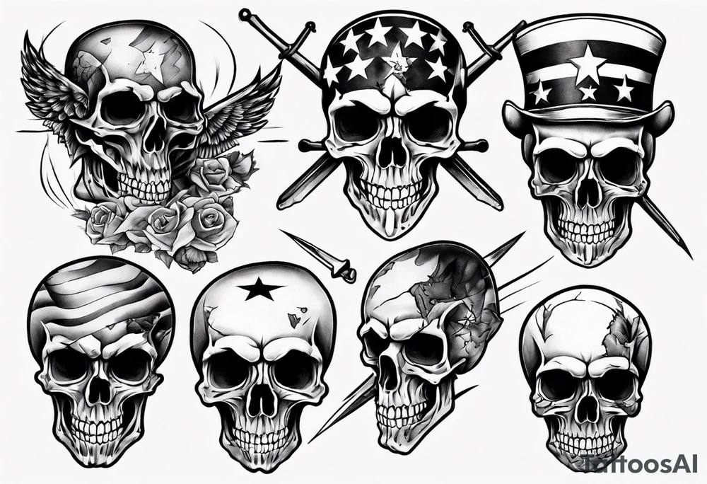 patriot
skulls tattoo idea