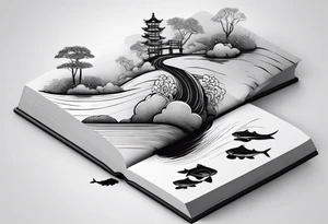 Minimalistic book design and incorporate sushi subtly tattoo idea