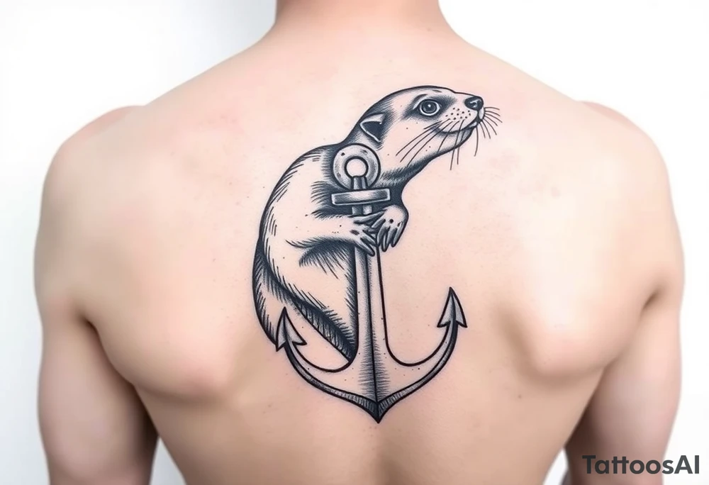 Weasel with anchor tattoo idea