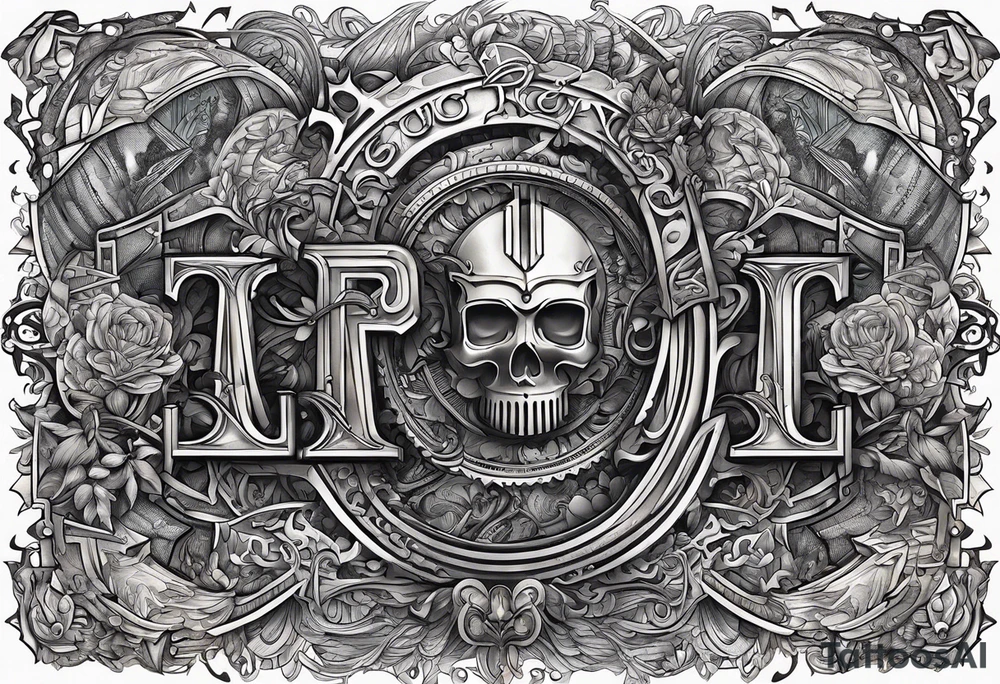The letters AR together with the words always ready going down the side of the letters tattoo idea