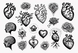 Heart and brain held by a woman's hand tattoo idea