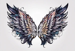 a pair of wings with a halo over them tattoo idea