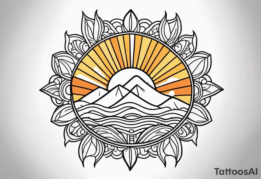 traditional sun beams tattoo idea