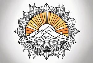 traditional sun beams tattoo idea