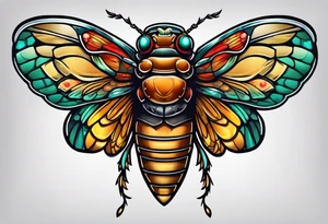 Neotraditional cicada tattoo idea