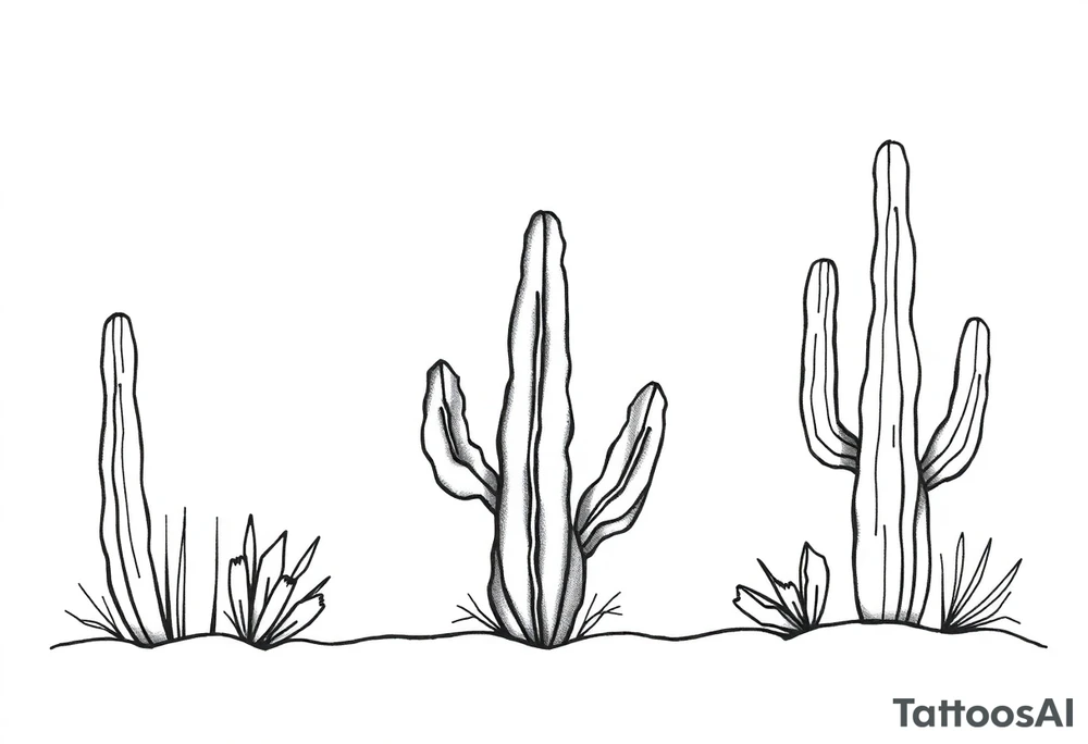 Cutesy Cacti desert backgorund tattoo idea