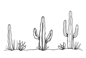 Cutesy Cacti desert backgorund tattoo idea