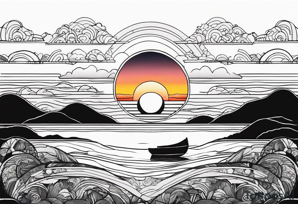 Sunset Over an Ocean Horizon tattoo idea