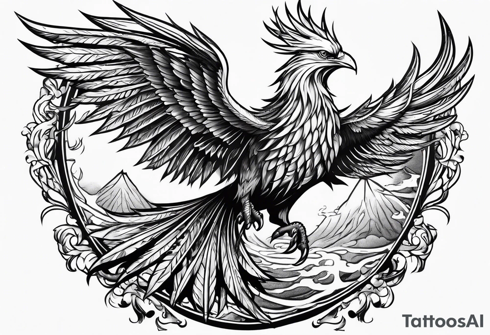 Heavy metal phoenix being reborn tattoo idea