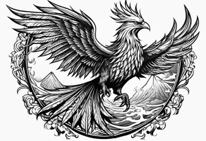 Heavy metal phoenix being reborn tattoo idea