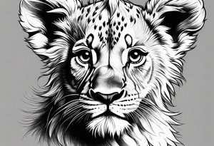 Super cute cartoon lion cub tattoo idea