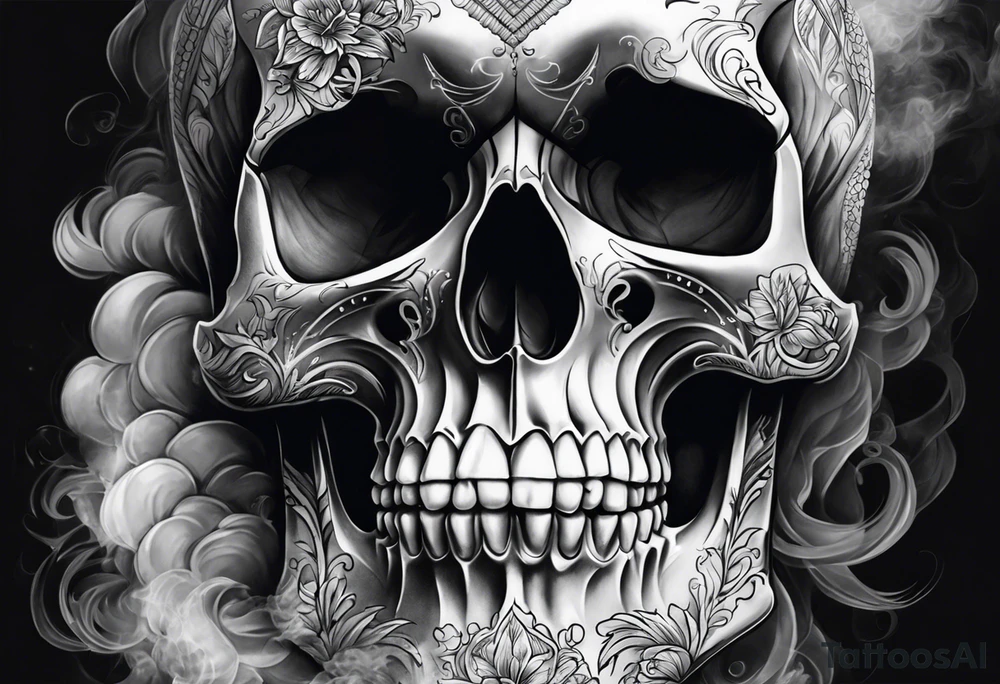 Skull with smoke tattoo idea