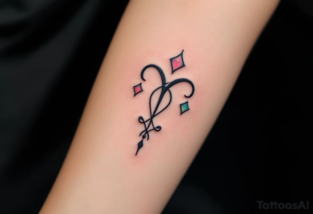 symbol for love rune carved with sharp, clean lines tattoo idea