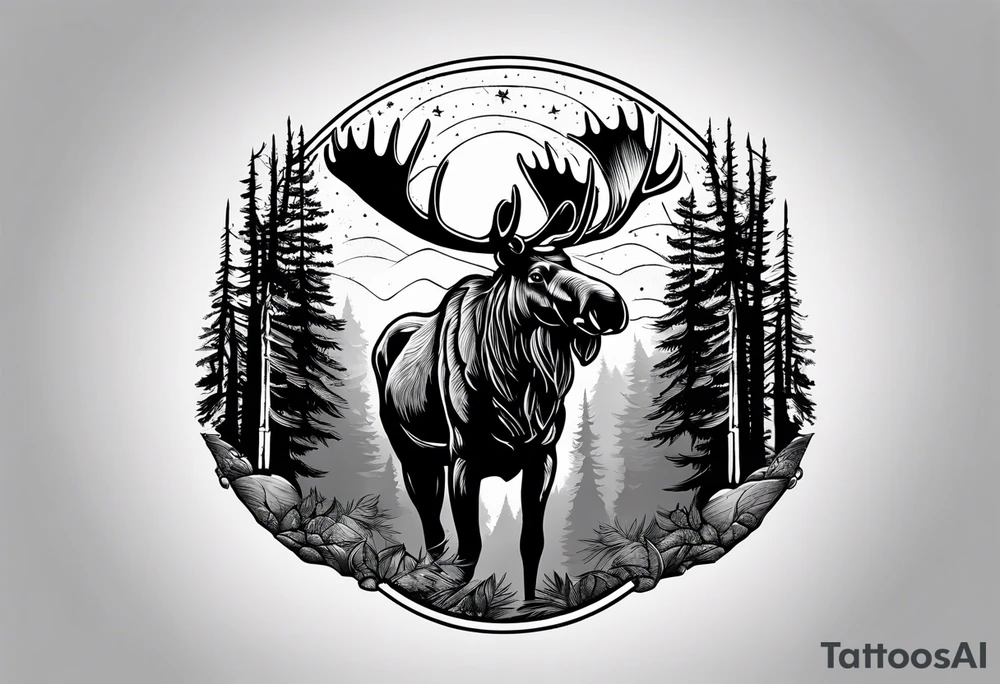 moose mountain forest tattoo idea